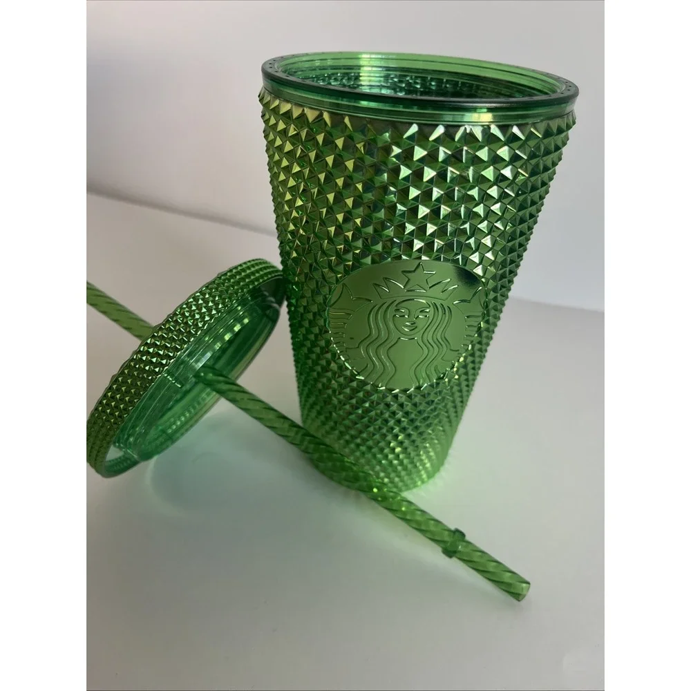 Starbucks Metallic Green Studded Bling 16 oz Tumbler Cold Cup /Holiday/ Collect
